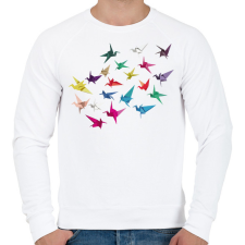 PRINTFASHION Origami madarak - Férfi pulóver - Fehér férfi pulóver, kardigán