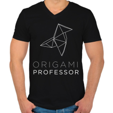 PRINTFASHION Origami Professor - Férfi V-nyakú póló - Fekete