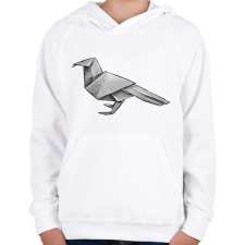 PRINTFASHION Origami varjú - Gyerek kapucnis pulóver - Fehér gyerek pulóver, kardigán