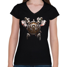 PRINTFASHION Ork címer - Női V-nyakú póló - Fekete
