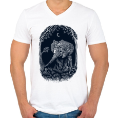 PRINTFASHION Ormányos - Férfi V-nyakú póló - Fehér