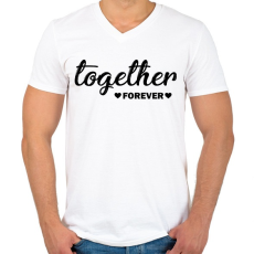 PRINTFASHION Örökké együtt - páros 2 - Férfi V-nyakú póló - Fehér