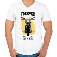 PRINTFASHION Örökké motoros - Férfi V-nyakú póló - Fehér férfi póló