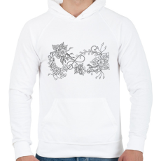 PRINTFASHION Örökké virágokkal, fekete-fehér kiszínezhető mintával - Férfi kapucnis pulóver - Fehér