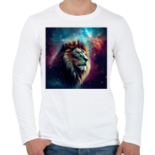 PRINTFASHION Oroszlán a galaxisban  - Férfi hosszú ujjú póló - Fehér férfi póló