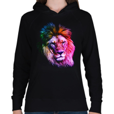 PRINTFASHION Oroszlan art - Női kapucnis pulóver - Fekete női pulóver, kardigán