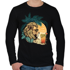 PRINTFASHION Oroszlán Chill - Férfi hosszú ujjú póló - Fekete férfi póló
