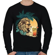 PRINTFASHION Oroszlán Chill - Férfi pulóver - Fekete