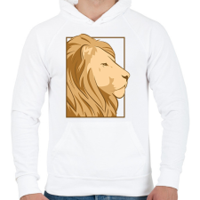 PRINTFASHION Oroszlán - Férfi kapucnis pulóver - Fehér férfi pulóver, kardigán