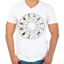 PRINTFASHION Oroszlán - Férfi V-nyakú póló - Fehér férfi póló