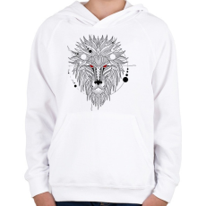 PRINTFASHION Oroszlán - Gyerek kapucnis pulóver - Fehér