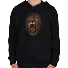 PRINTFASHION Oroszlán - Gyerek kapucnis pulóver - Fekete