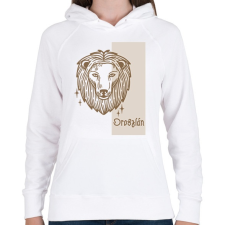 PRINTFASHION Oroszlán horoszkóp - Női kapucnis pulóver - Fehér női pulóver, kardigán
