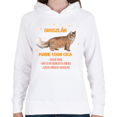 PRINTFASHION Oroszlán - Maine coon cica - Női kapucnis pulóver - Fehér