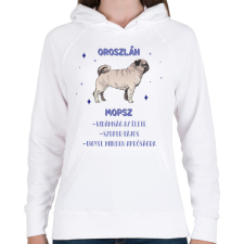 PRINTFASHION Oroszlán - Mopsz - Női kapucnis pulóver - Fehér női pulóver, kardigán