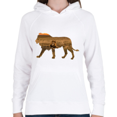 PRINTFASHION Oroszlán - Női kapucnis pulóver - Fehér