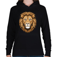 PRINTFASHION Oroszlán  - Női kapucnis pulóver - Fekete női pulóver, kardigán