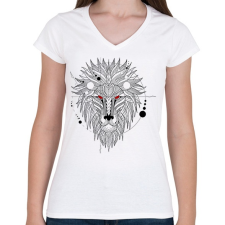 PRINTFASHION Oroszlán - Női V-nyakú póló - Fehér női póló