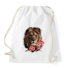 PRINTFASHION Oroszlán virággal - Sportzsák, Tornazsák - Fehér tornazsák