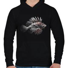 PRINTFASHION Oroszlánhal - Tűzhal portré - Férfi kapucnis pulóver - Fekete férfi pulóver, kardigán