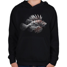 PRINTFASHION Oroszlánhal - Tűzhal portré - Gyerek kapucnis pulóver - Fekete gyerek pulóver, kardigán