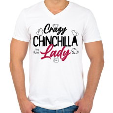 PRINTFASHION Őrült csincsillás nő - Férfi V-nyakú póló - Fehér