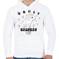 PRINTFASHION Őrült kecskés nő - Férfi kapucnis pulóver - Fehér férfi pulóver, kardigán