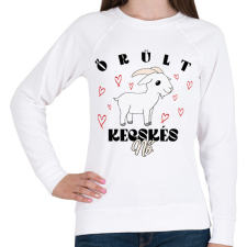 PRINTFASHION Őrült kecskés nő - Női pulóver - Fehér női pulóver, kardigán