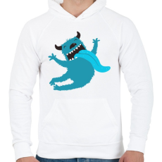 PRINTFASHION Őrült kék szörnyecske - Férfi kapucnis pulóver - Fehér