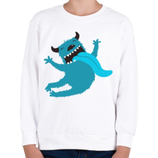 PRINTFASHION Őrült kék szörnyecske - Gyerek pulóver - Fehér gyerek pulóver, kardigán
