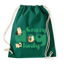 PRINTFASHION Őrült kutyás hölgy - Sportzsák, Tornazsák - Sötétzöld tornazsák