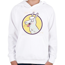 PRINTFASHION Őrült láma - Gyerek kapucnis pulóver - Fehér gyerek pulóver, kardigán