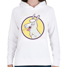 PRINTFASHION Őrült láma - Női kapucnis pulóver - Fehér női pulóver, kardigán