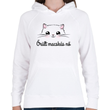 PRINTFASHION Őrült macskás nő - Női kapucnis pulóver - Fehér női pulóver, kardigán