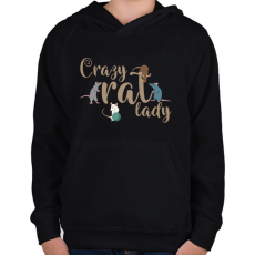 PRINTFASHION Őrült patkányos hölgy - Gyerek kapucnis pulóver - Fekete