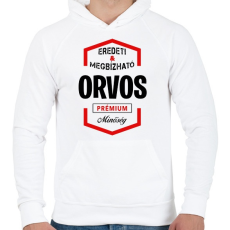 PRINTFASHION Orvos prémium minőség - Férfi kapucnis pulóver - Fehér