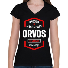 PRINTFASHION Orvos prémium minőség - Női V-nyakú póló - Fekete női póló