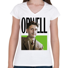 PRINTFASHION Orwell - Önarckép - Női V-nyakú póló - Fehér