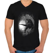 PRINTFASHION Ősi barlang - Férfi V-nyakú póló - Fekete férfi póló