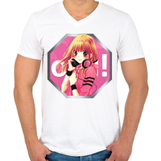 PRINTFASHION OSU! ikon logó - Férfi V-nyakú póló - Fehér