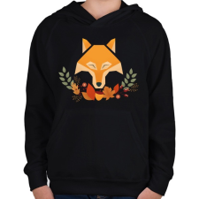 PRINTFASHION Őszi Róka - Gyerek kapucnis pulóver - Fekete gyerek pulóver, kardigán