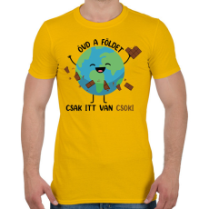 PRINTFASHION Óvd a Földet - csak itt van csoki - Férfi póló - Sárga