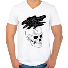 PRINTFASHION Overthink - Férfi V-nyakú póló - Fehér férfi póló