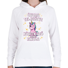 PRINTFASHION Óvoda teljesítve - Női kapucnis pulóver - Fehér