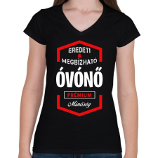 PRINTFASHION Óvónő prémium minőség - Női V-nyakú póló - Fekete női póló