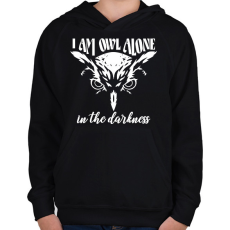 PRINTFASHION Owl alone - Gyerek kapucnis pulóver - Fekete
