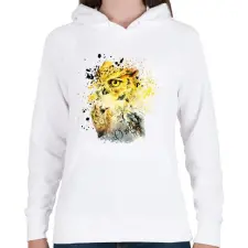 PRINTFASHION owl - Női kapucnis pulóver - Fehér női pulóver, kardigán