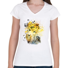 PRINTFASHION owl - Női V-nyakú póló - Fehér