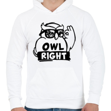 PRINTFASHION Owl right - Férfi kapucnis pulóver - Fehér