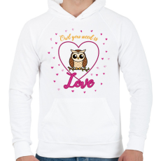 PRINTFASHION Owl you need is - Férfi kapucnis pulóver - Fehér